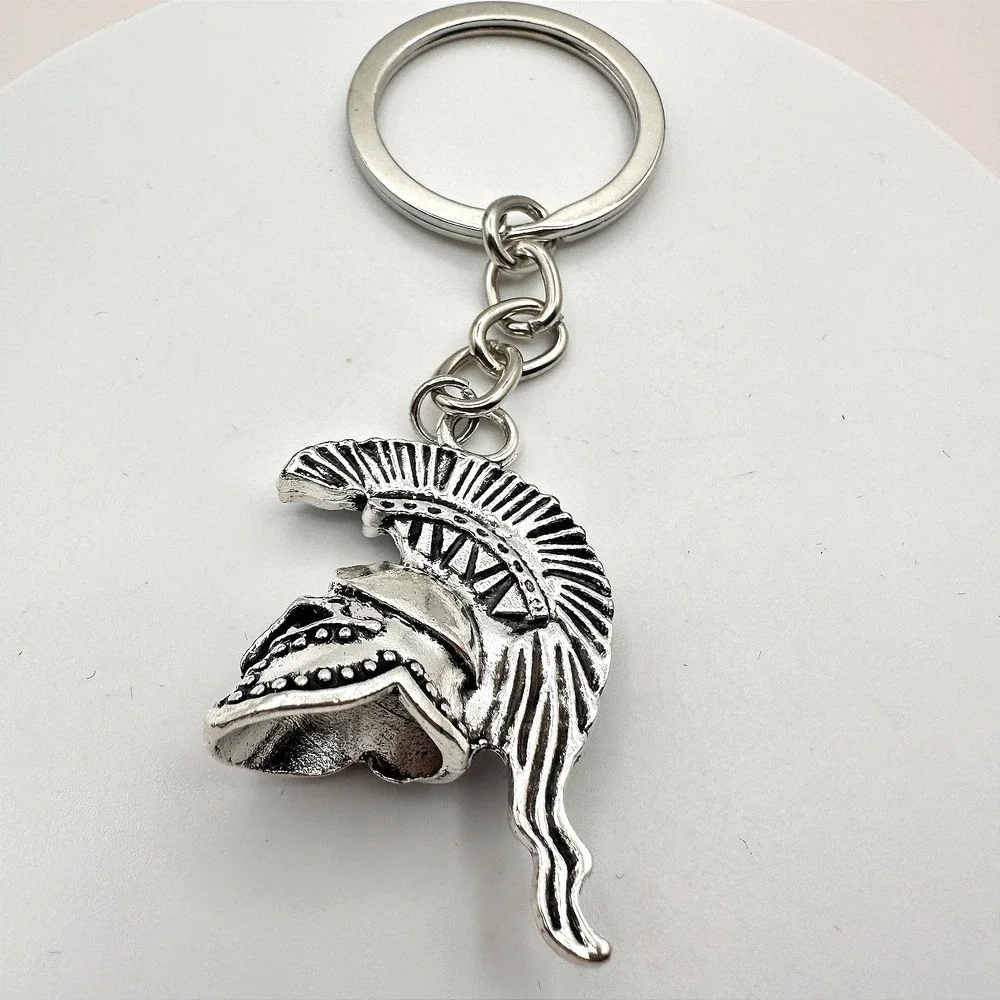 Vintage 90s‎ Silver Tone Spartan Warrior Helmet Keychain Greek Gladiator Jewelry